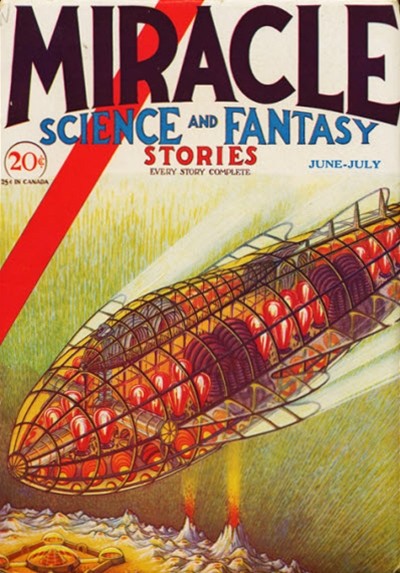 Miracle Science and Fantasy Stories June-July 1931: Glowing Cage Submarine Cover