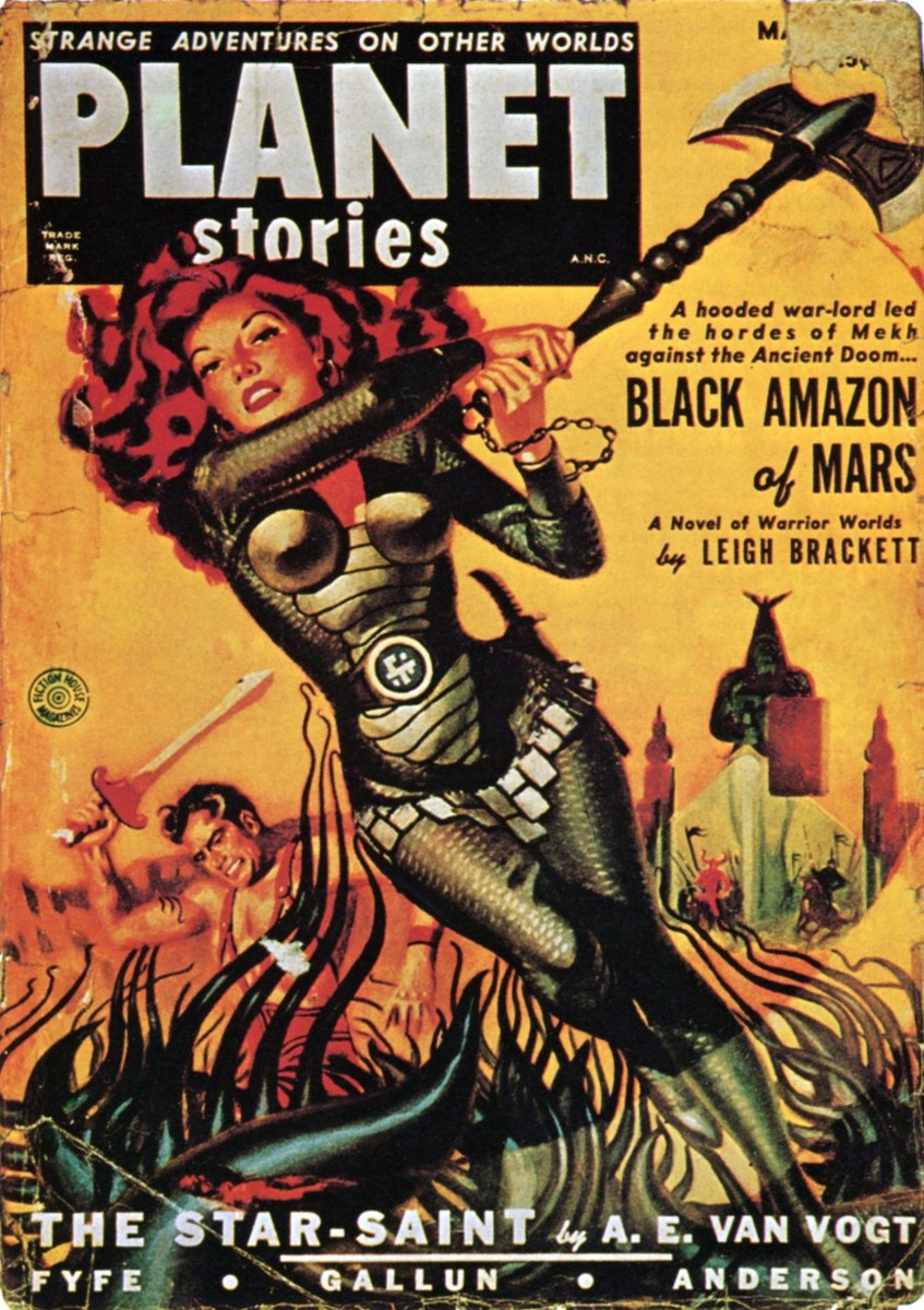 Planet Stories 'Black Amazon of Mars' by Leigh Brackett, 1951