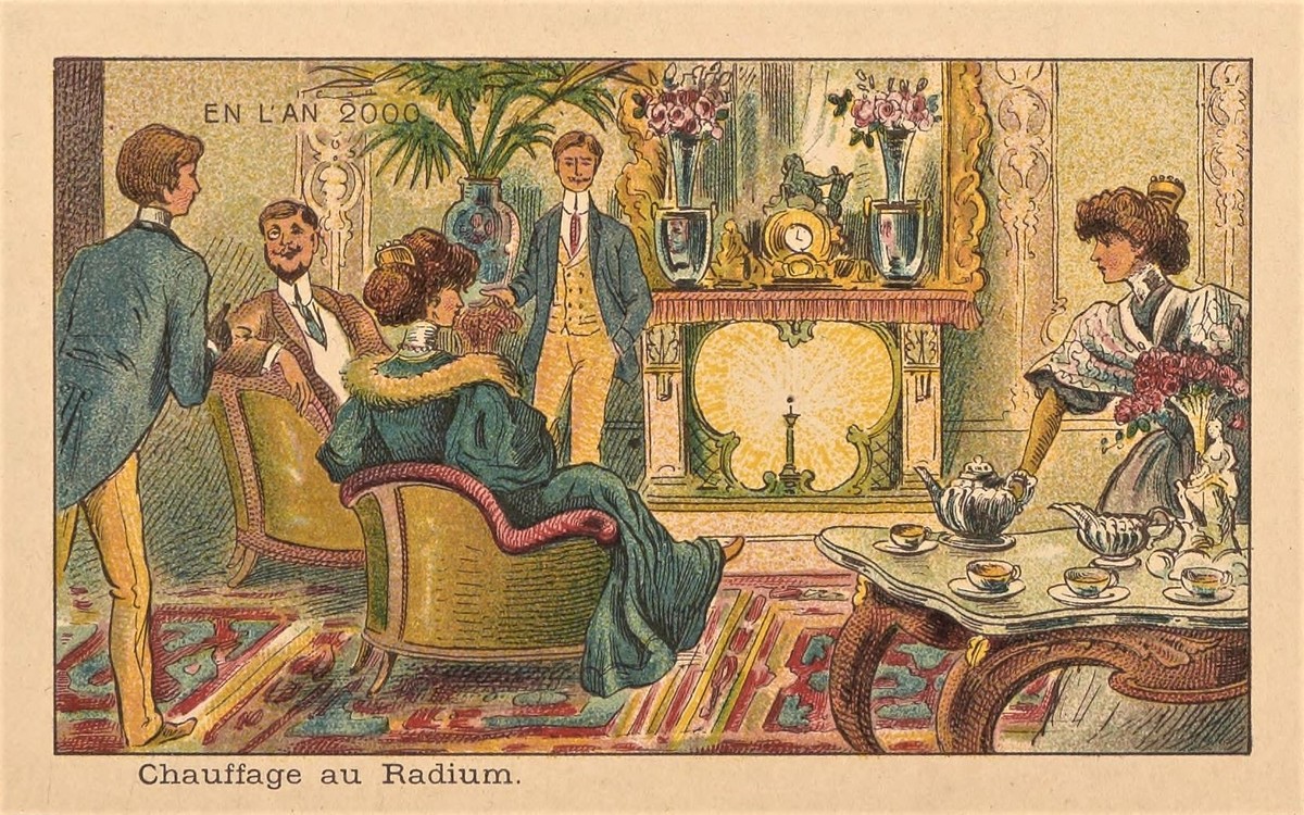 En L'An 2000: Radium Heating, French Futurist Postcard c.1900