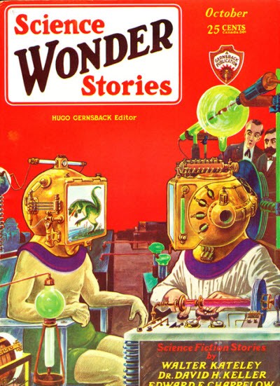 Science Wonder Stories Oct 1929 – Brain Helmet Mind-Reading Machine Cover