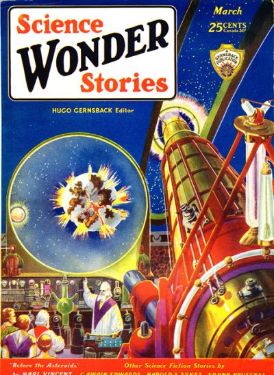 Science Wonder Stories March 1930: Asteroid Disintegration Ray Lab Cover