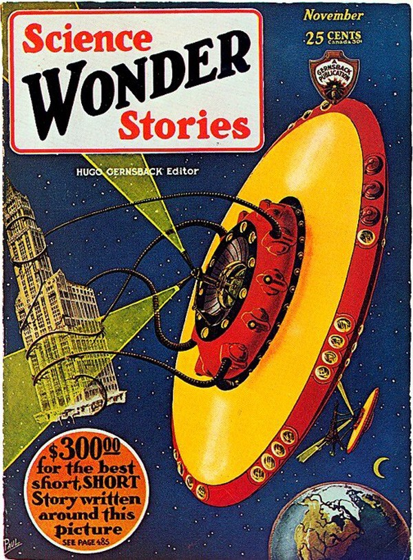 Frank R. Paul's Flying Saucer Over Earth, Science Wonder Stories Nov 1929