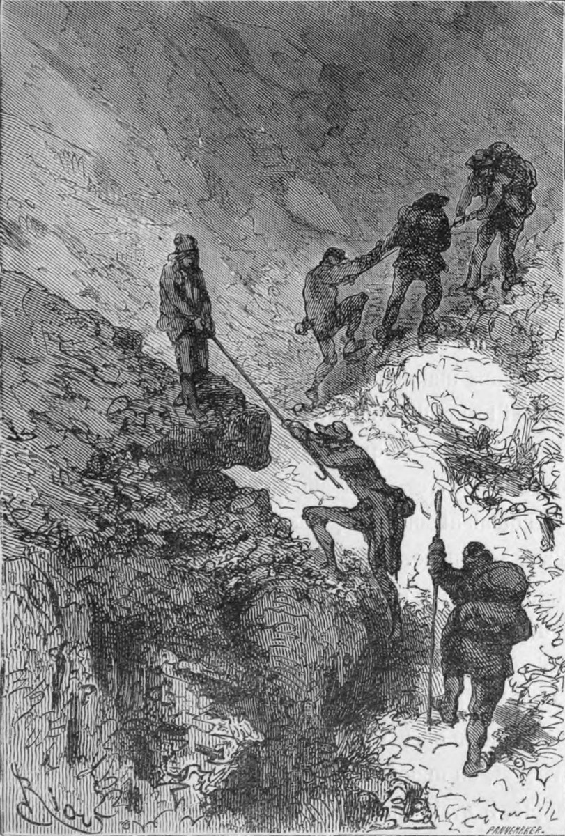 Jules Verne Explorers Battle Arctic Terrain — Victorian Engraving 1860s-1880s