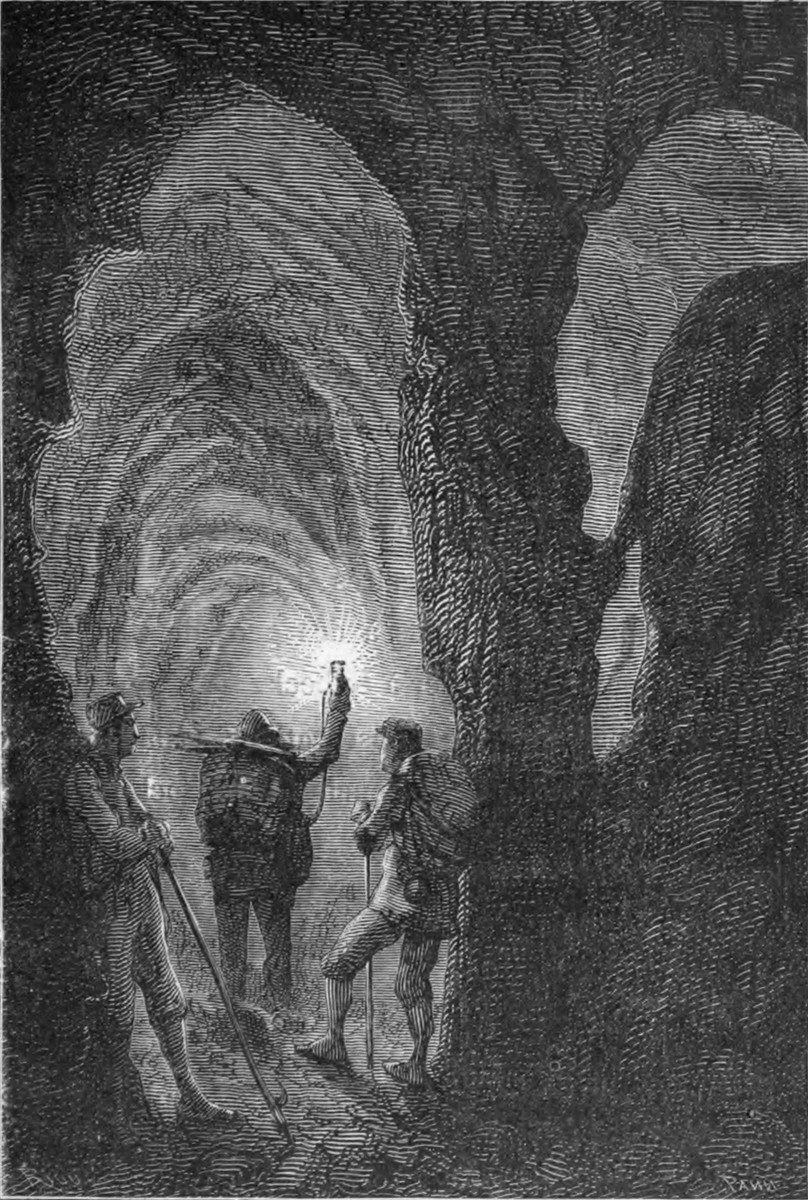 Jules Verne's Journey to the Center of the Earth – Cave Explorers with Electric Light, c.1864