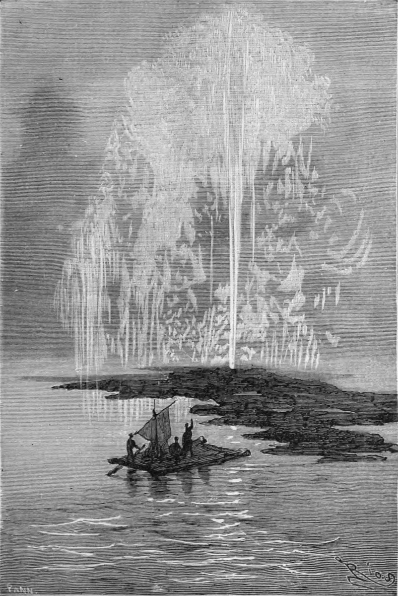 Édouard Riou's Mysterious Island Geyser Eruption — Jules Verne, 1870s