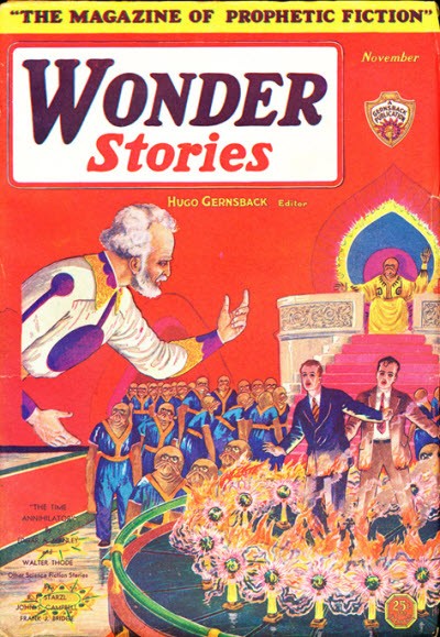 Wonder Stories Nov 1931: Time Annihilator Ritual Crowd Scene Cover