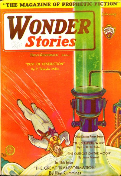 Wonder Stories Feb 1932 – Astronaut Flung from Ray Beam Machine