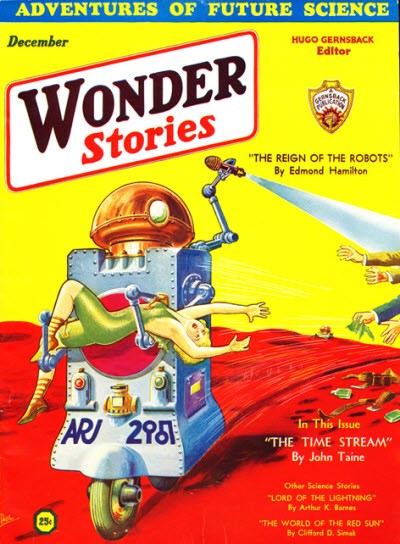 Robot Abducts Woman — Wonder Stories Dec 1931 'Reign of the Robots'