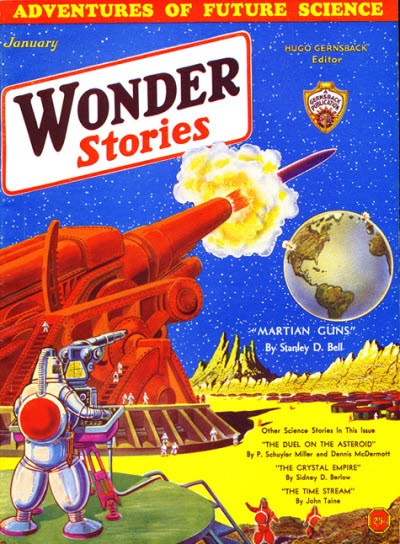 Martian Artillery Bombardment — Wonder Stories January Cover, 1932