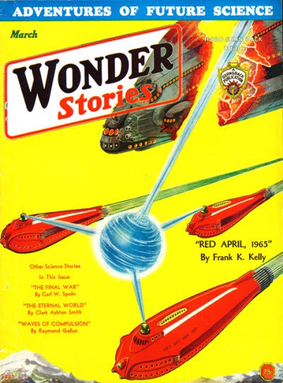 Wonder Stories March 1932 — 'Red April, 1965' Frank K. Kelly Cover