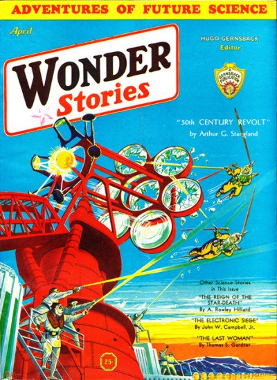 Wonder Stories April 1930s '50th Century Revolt' Aerial Combat Cover