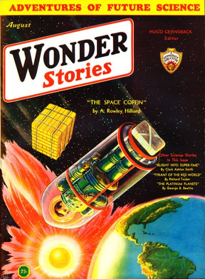Wonder Stories Aug 1932 – 'The Space Coffin' Spacecraft Cutaway Cover