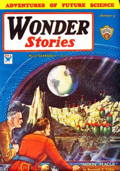 Wonder Stories 'Moon Plague' Cover — Insectoid Lunar Invaders, January 1934