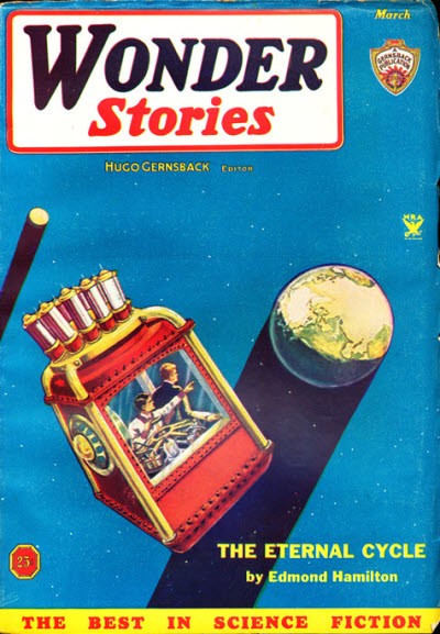 Wonder Stories March 1932 – The Eternal Cycle Space Cabin Cover