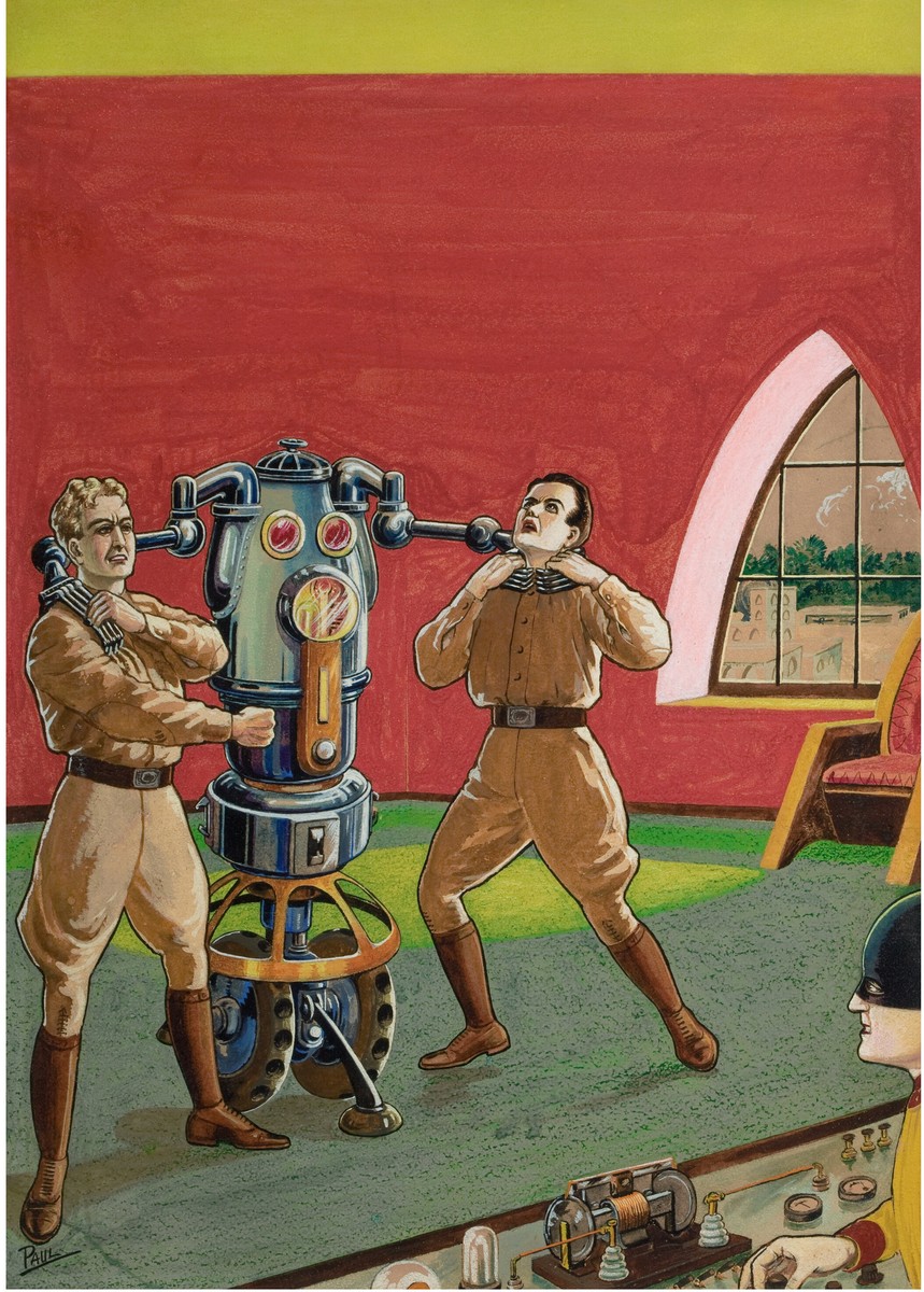 Frank R. Paul's Robot Strangler — Golden Age Pulp Science Fiction Original Art