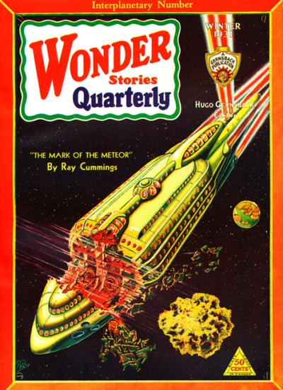 Wonder Stories Quarterly Winter 1931 — Meteor Strike Spaceship Cover Art