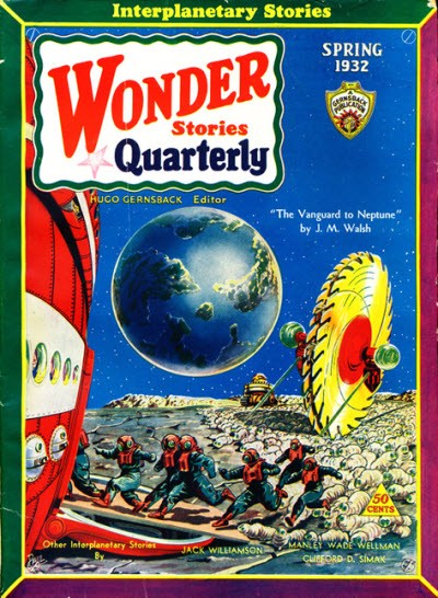 Neptune Landing Party Battles Alien Terrain — Wonder Stories Quarterly Spring 1932