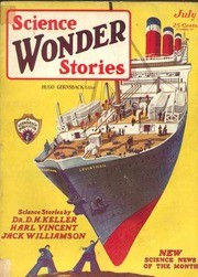 Science Wonder Stories July 1929 – Futuristic Ocean Liner Meets Flying Machine
