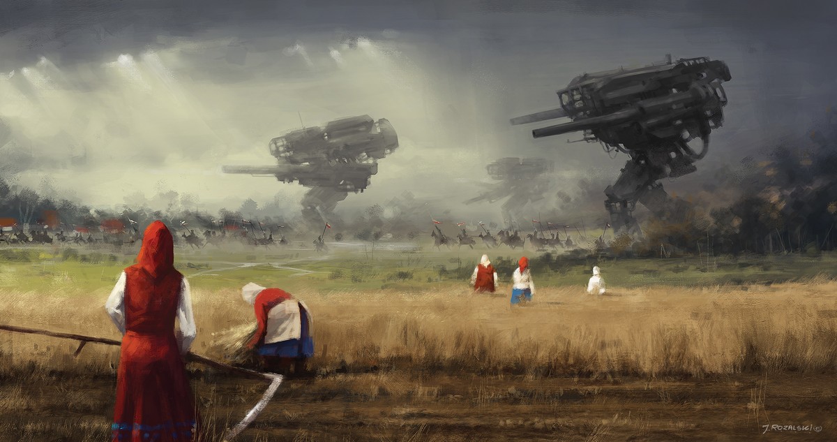 Jakub Różalski's Iron Harvest: War Mechs Over Slavic Harvest Fields