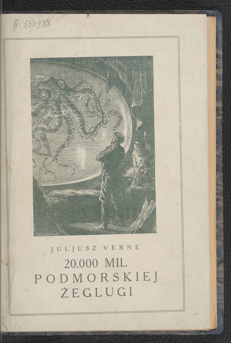 Giant Octopus at Nautilus Porthole — Verne's 20,000 Leagues Polish Edition