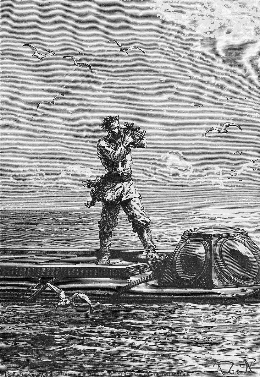 Captain Nemo Atop the Nautilus — Jules Verne Victorian Engraving
