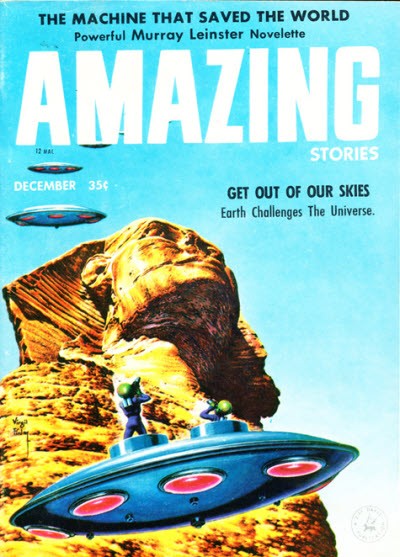 Amazing Stories Dec 1957 – Aliens Battle Over Desert Monument