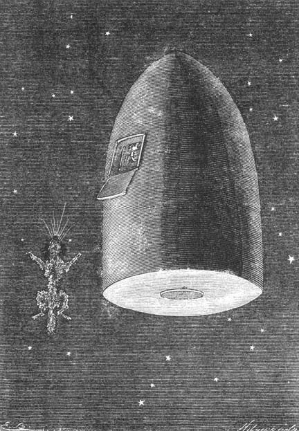Jules Verne's Around the Moon — Bayard & Neuville Engraving, c.1870