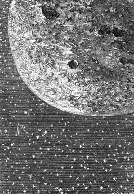 Jules Verne's Moon Surface Close-Up, 'From the Earth to the Moon' Engraving c.1870s