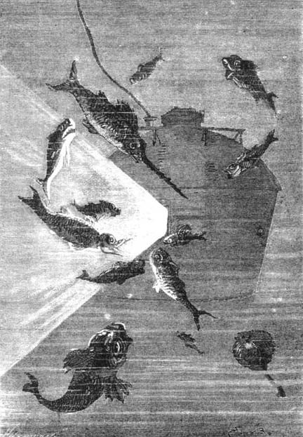Jules Verne's Around the Moon — Bayard & Neuville Underwater Scene, 1870s