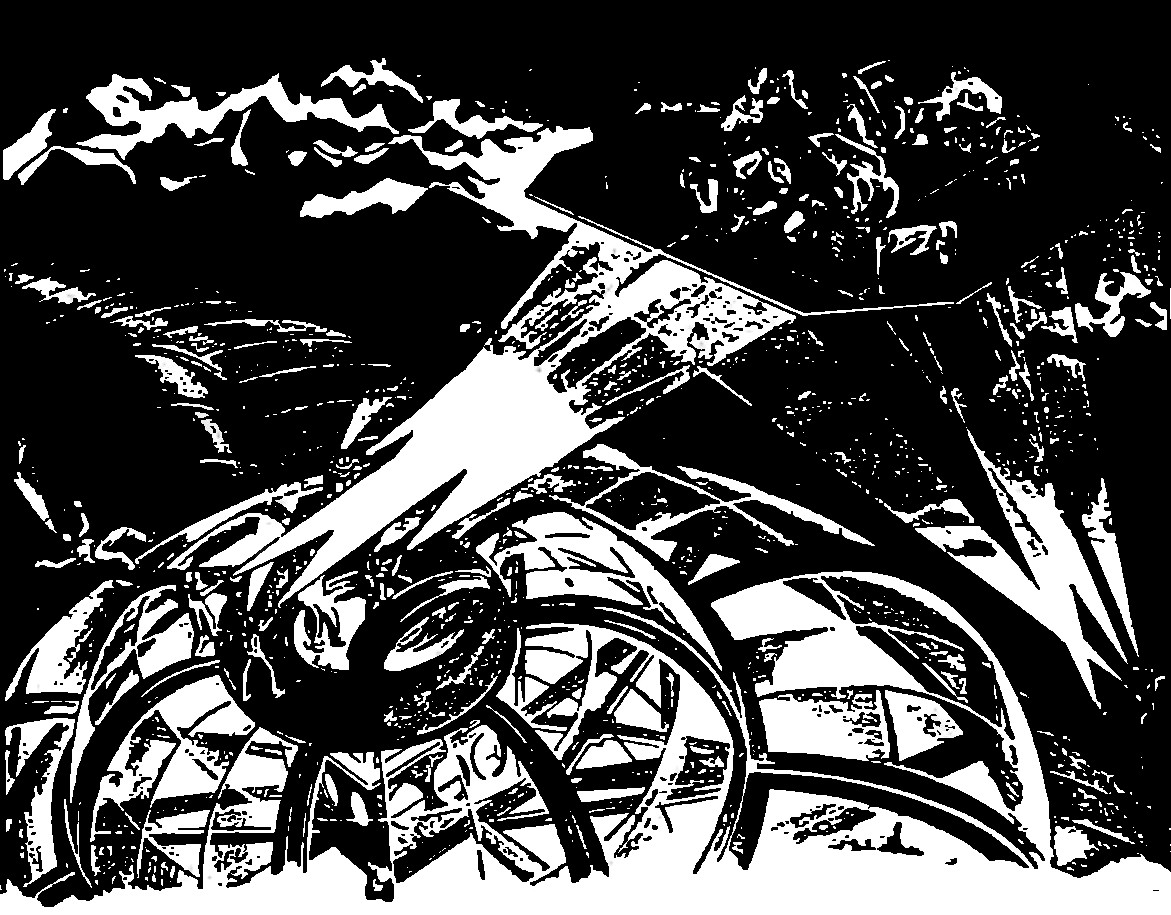 Martian War Machine Crashes — War of the Worlds Pen-and-Ink Illustration