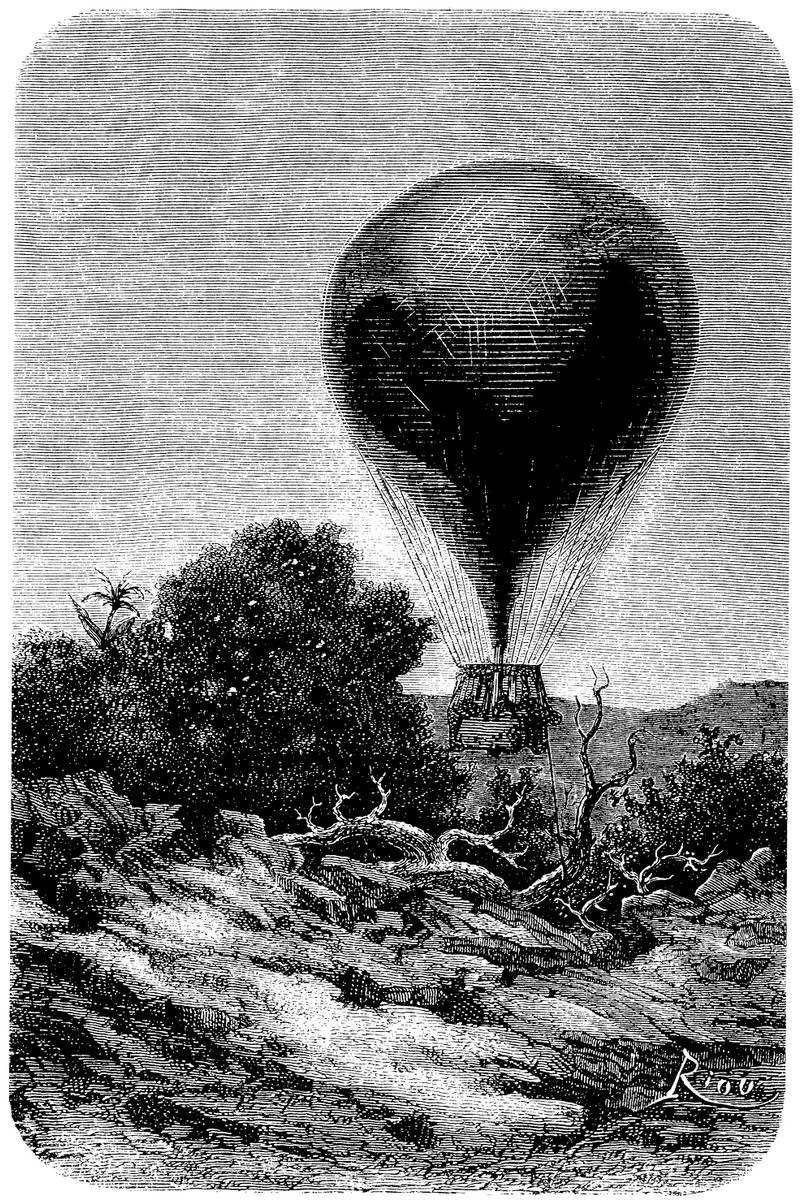 Édouard Riou's Hot Air Balloon Landing — Jules Verne Victorian Engraving