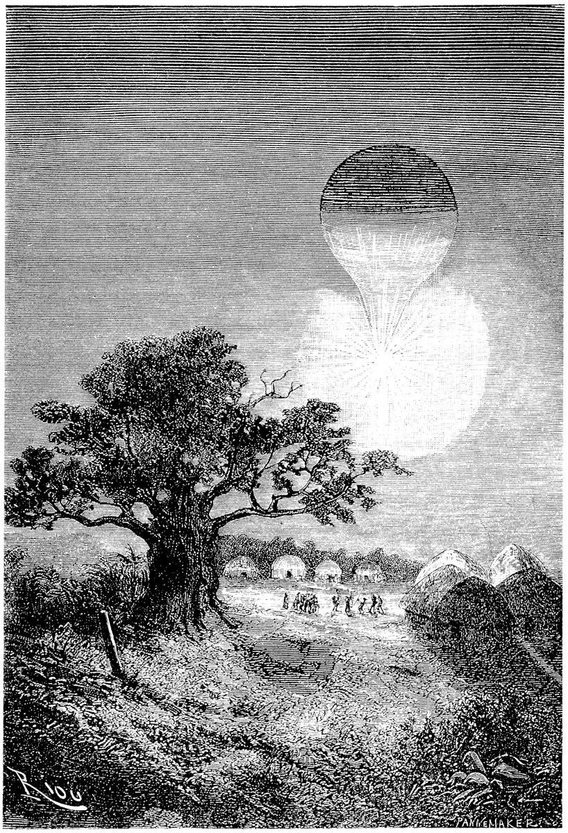 Édouard Riou's Balloon Victoria Over Africa — Five Weeks in a Balloon, 1863
