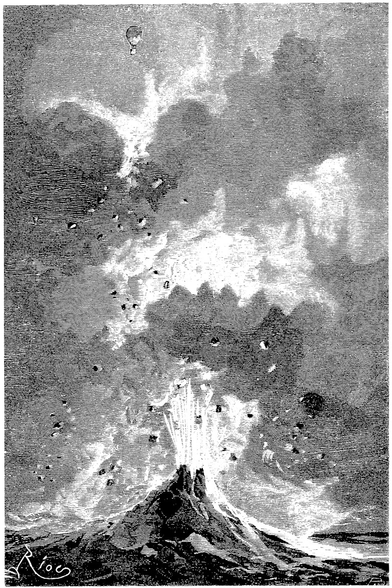 Édouard Riou's Volcanic Eruption with Balloon — Cinq Semaines en Ballon, Jules Verne