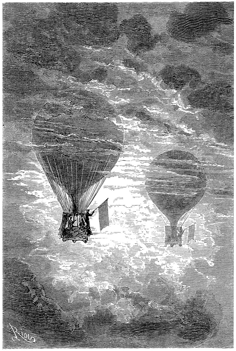 Jules Verne Balloon Voyage Above the Clouds — Victorian Engraving 1860s–1880s