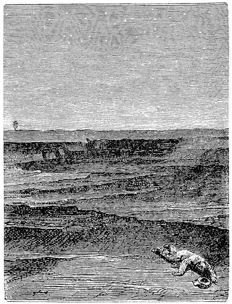 Balloon Aerial Survey Over Vast Plateau — Jules Verne-Era Engraving