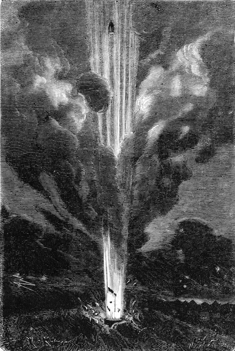 Jules Verne's Columbiad Cannon Launch, From the Earth to the Moon 1870s