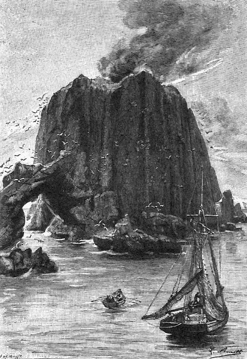 Jules Verne's Volcanic Island — 19th Century Engraving, Mysterious Isle