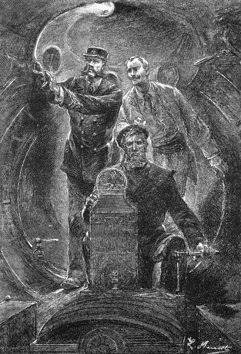 Jules Verne's Nautilus Conning Tower — 20,000 Leagues Under the Sea Engraving