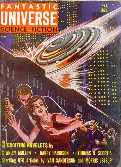 Virgil Finlay's Flying Saucer Invasion, Fantastic Universe February 1957