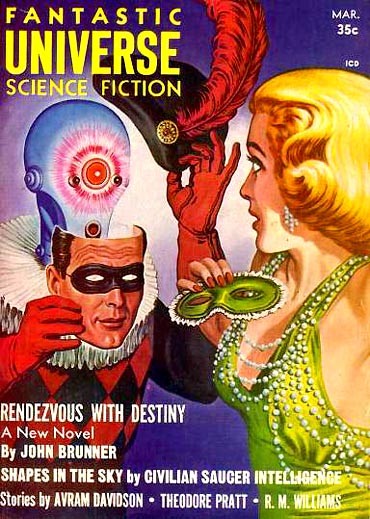 Fantastic Universe Sci-Fi March 1958 Masquerade Ball Alien Cover