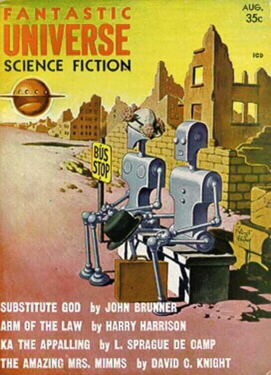 Robots at the Bus Stop – Fantastic Universe Science Fiction, Aug 1958