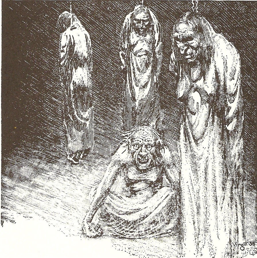 Virgil Finlay 1938 Horror: Suspended Figures & Screaming Face