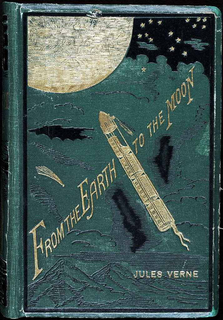 Jules Verne 'From the Earth to the Moon' Victorian Embossed Book Cover