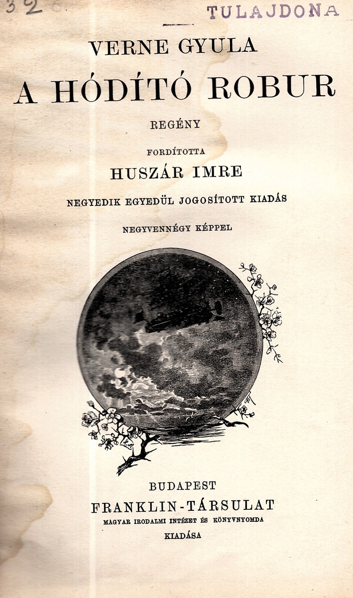 Robur the Conqueror Hungarian Edition Title Page, Jules Verne, Franklin-Társulat