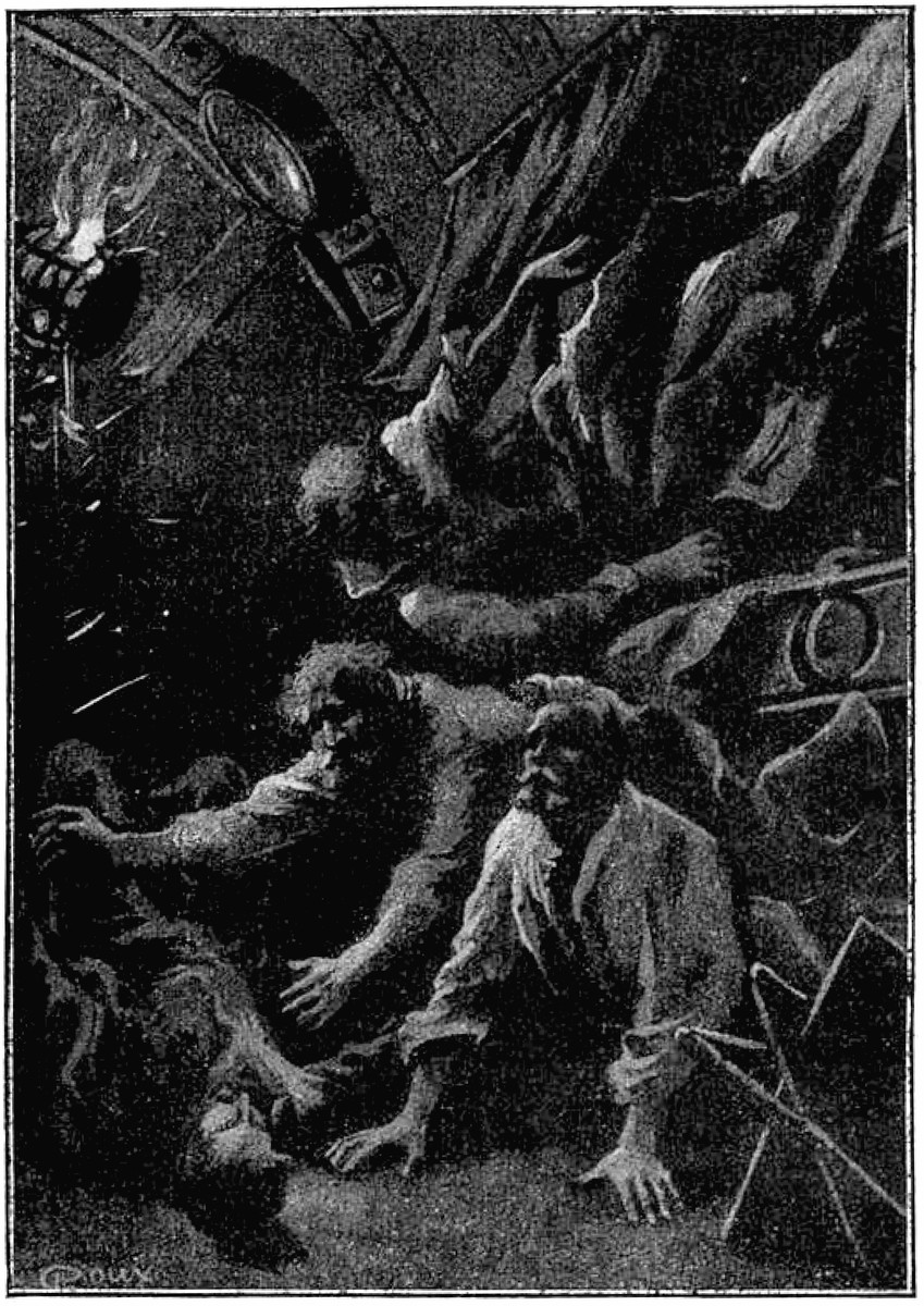 Roux Illustration: Weightless Chaos Aboard Jules Verne's Space Projectile