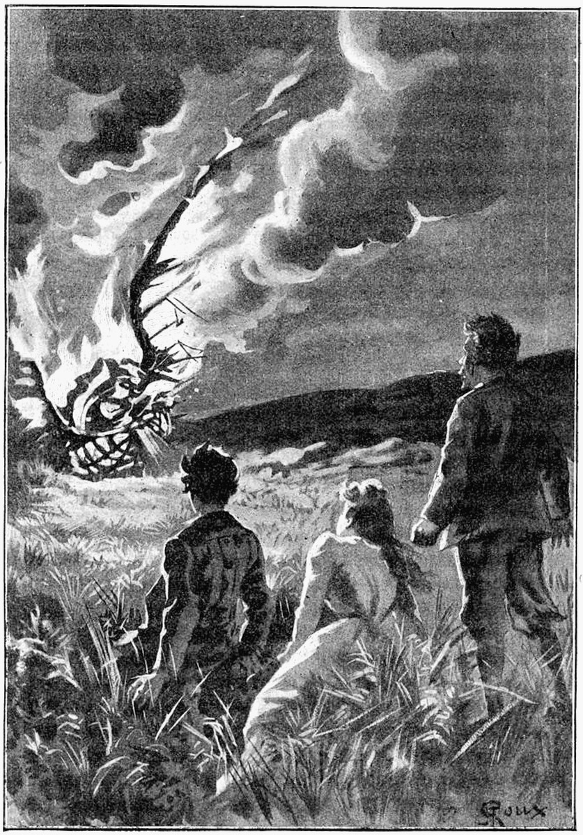 Burning Martian Tripod Destruction — Roux Illustration for War of the Worlds