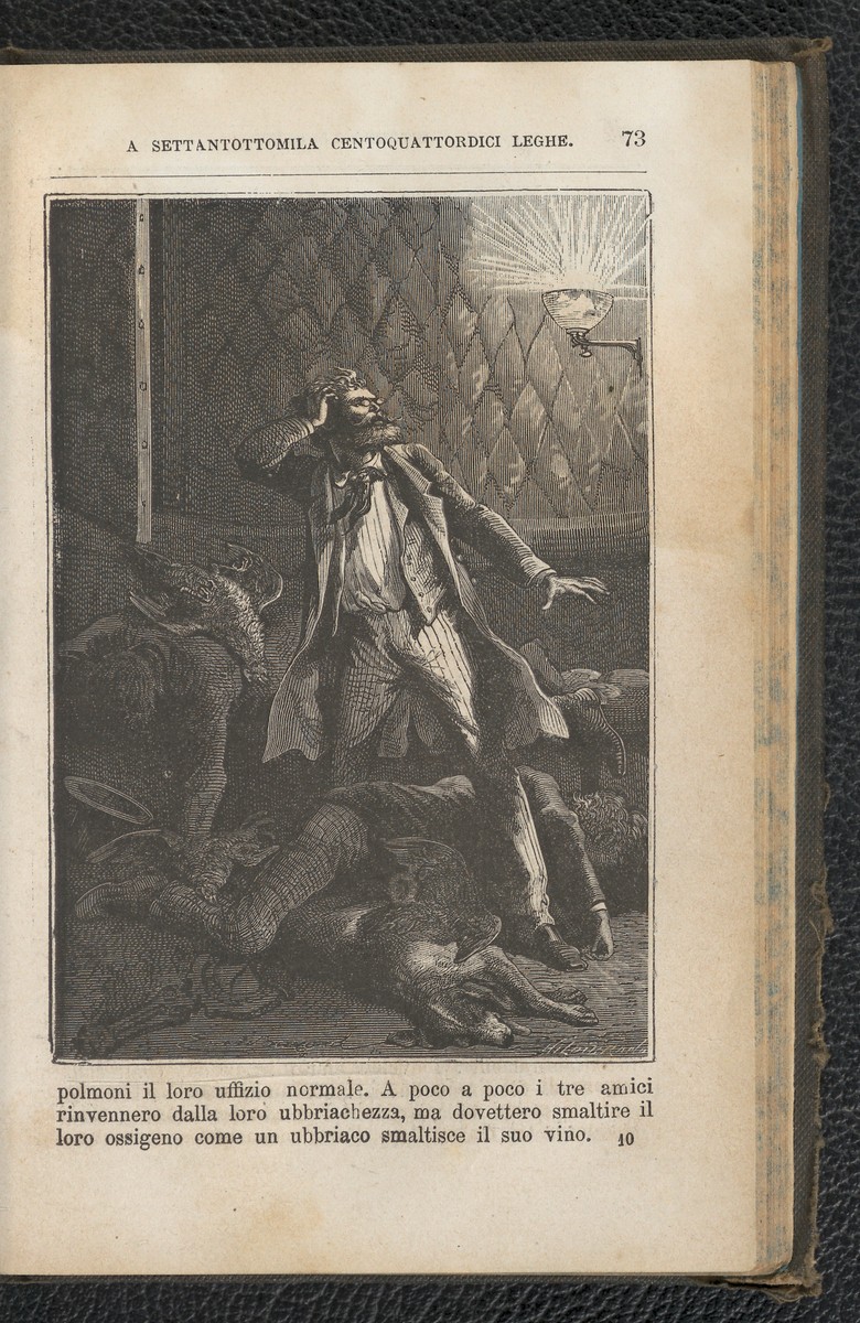 Jules Verne's Around the Moon: Oxygen Intoxication Scene, Italian Edition c.1870s