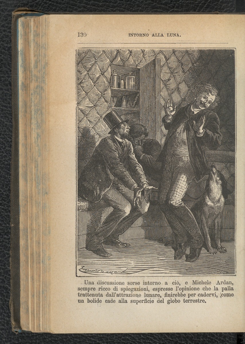 Jules Verne 'Around the Moon' — Weightlessness Scene, Italian Edition c.1870s
