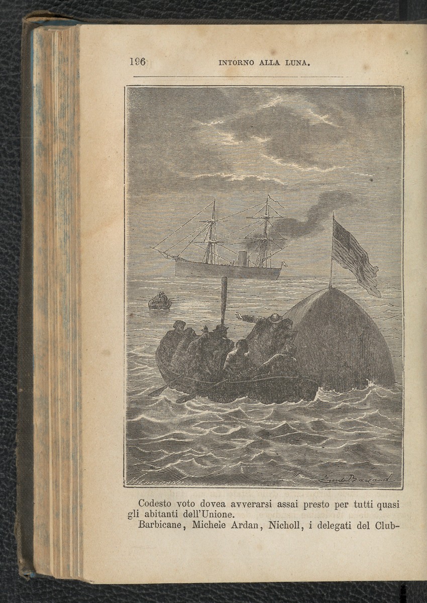 Recovery of the Lunar Capsule — Autour de la Lune, Italian Edition 1870s
