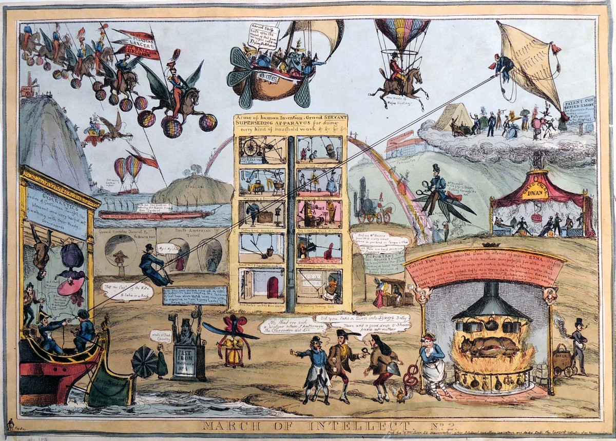 March of Intellect No.2 — Georgian Satirical Futurism Print, c.1829